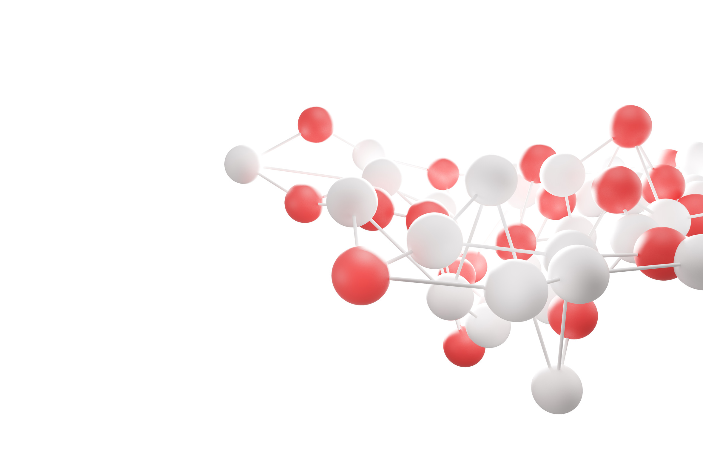 zdjęcie czerwonych i białych atomów