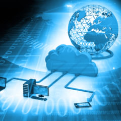 Cloud-Computing-Konzept auf digitalem Hintergrund