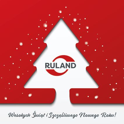 Wesołych Świąt i Szczęśliwego Nowego Roku! Polerowanie tekstu, graficzna jodła z logo Ruland