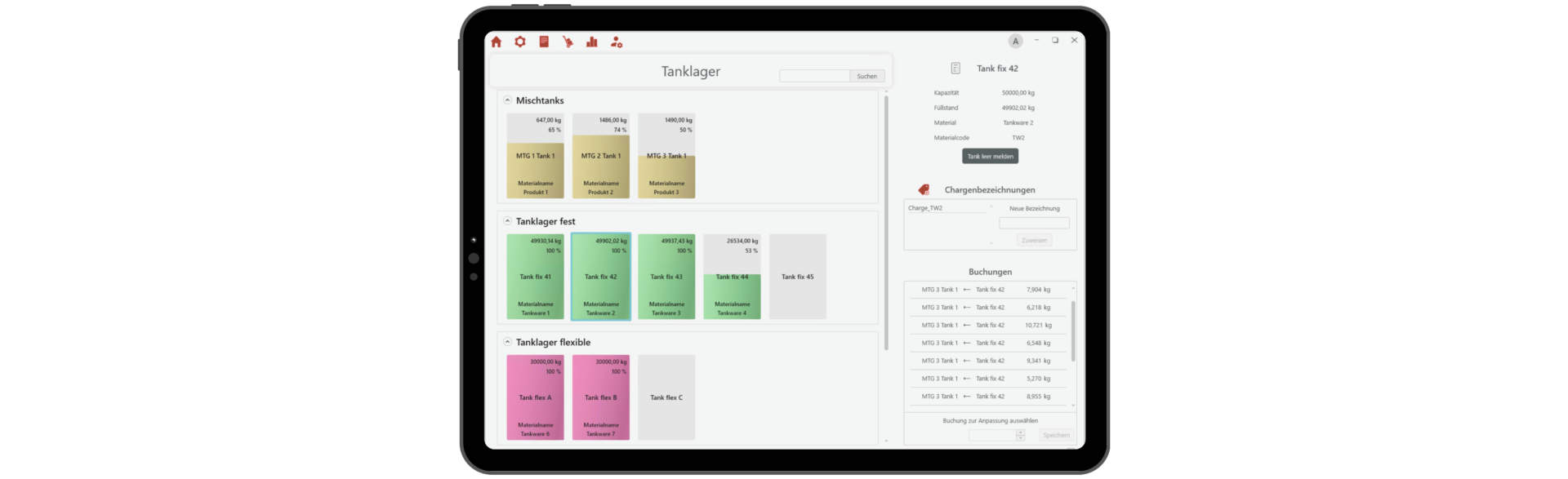 Bild des RPMS Interfaces auf einem Tablet