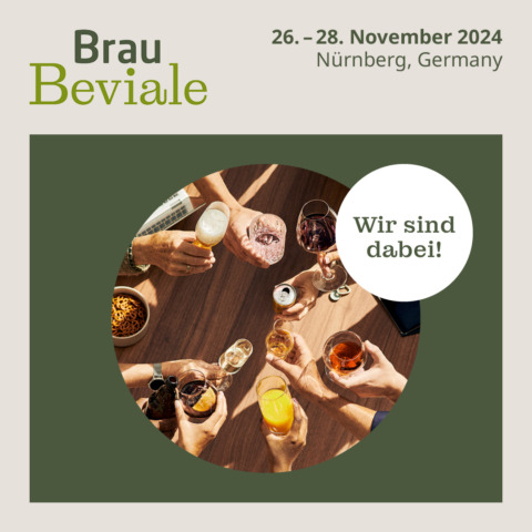 Banner BrauBeviale, 26.-28.11.2024 in Nürnberg. Besuchen Sie uns in Hall 9 Stand 348